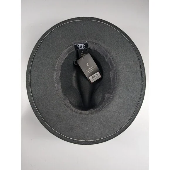 FRYE Fedora Felt Braided Band Hat Wide Brim Festival Men's One Size Black NWT - Picture 3 of 9